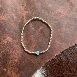 14kt Gold Filled beaded bracelet with turquoise heart